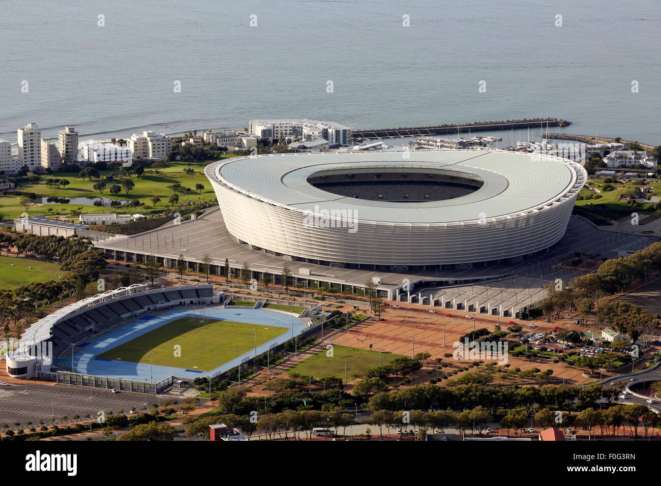 Cape Town Stadium on the waterfront in Sea Point, built for the  2010 FIFA World Cup and home to Ajax Cape Town F.C. Stock Photo