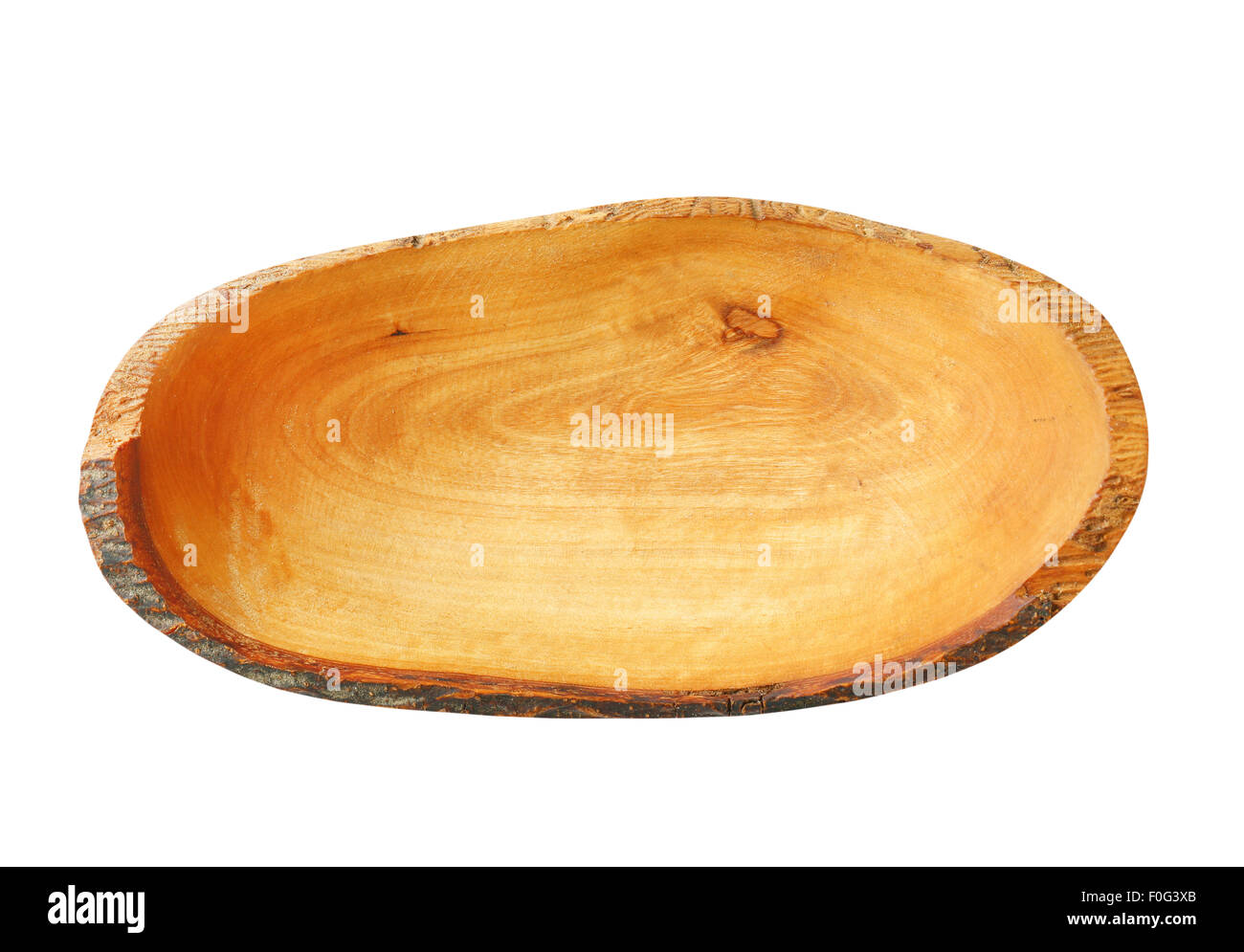 Olive wood boat-shaped rustic bowl Stock Photo