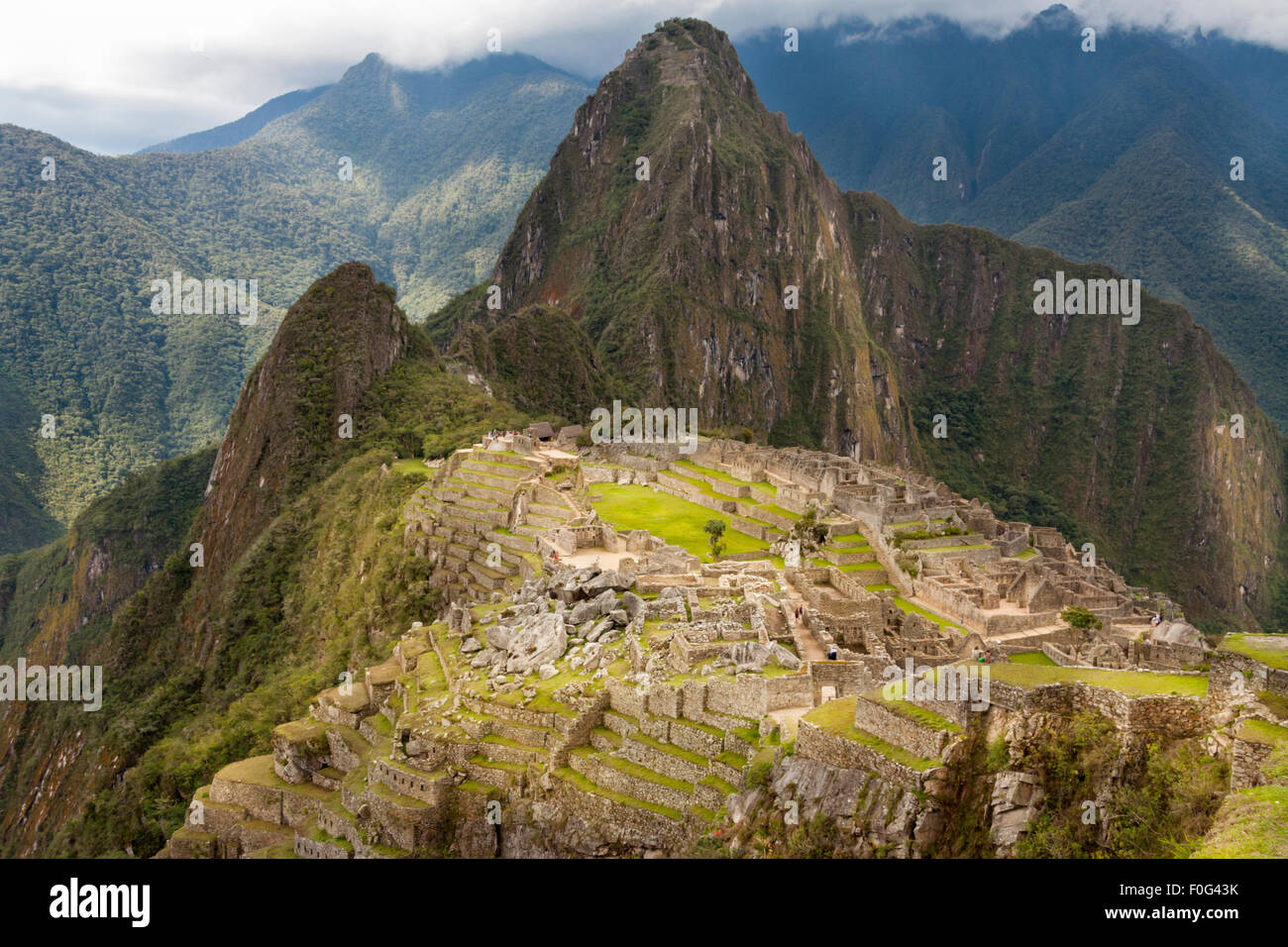 Machu Picchu, famous ancient Inca city above the Urubamba valley in Peru Stock Photo