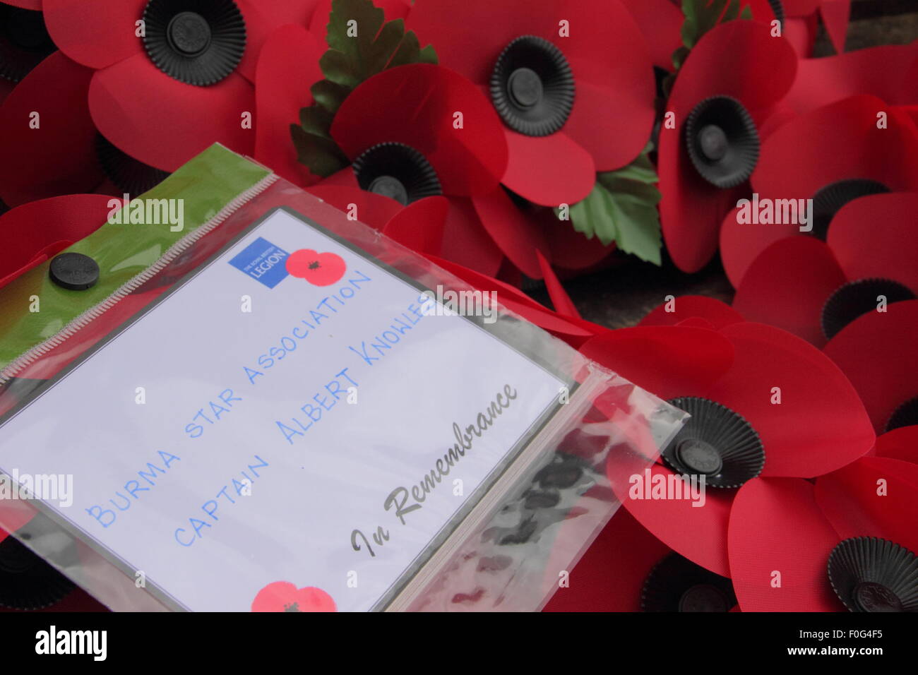 Hayfield, High Peak, Derbyshire, UK. 15 Aug, 2015.WWII veteran and President of Hayfield Royal