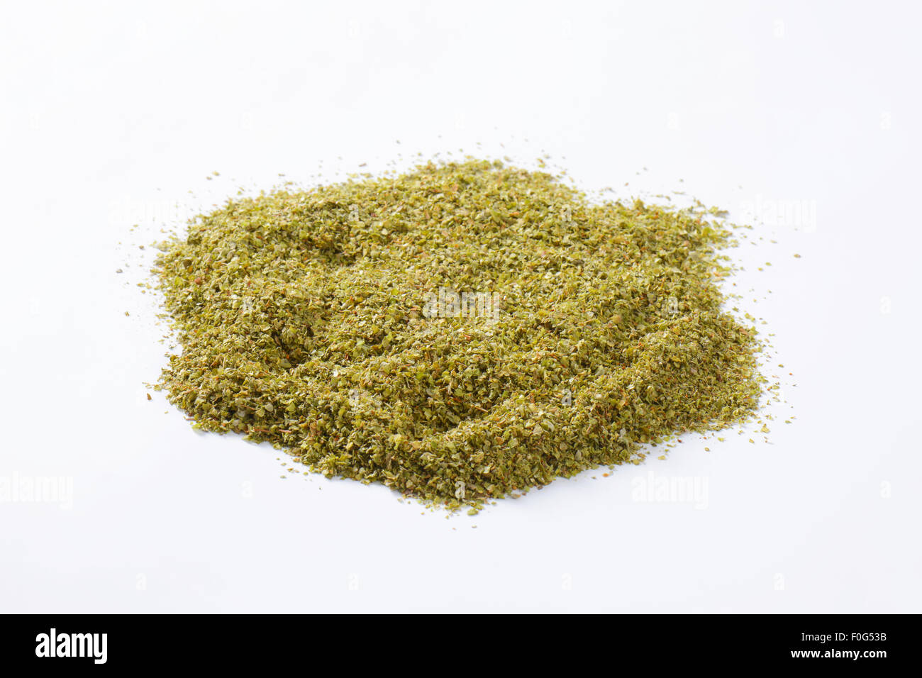 Heap of dried Marjoram leaves Stock Photo Alamy