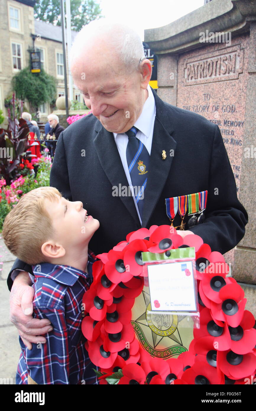 Hayfield, High Peak, Derbyshire, UK. 15 August 2015. Second World War veteran and President of