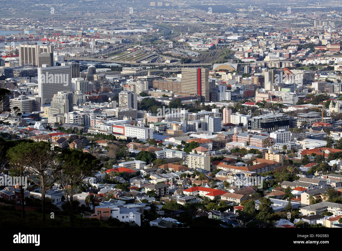 View of Cape Town central city and port Stock Photo