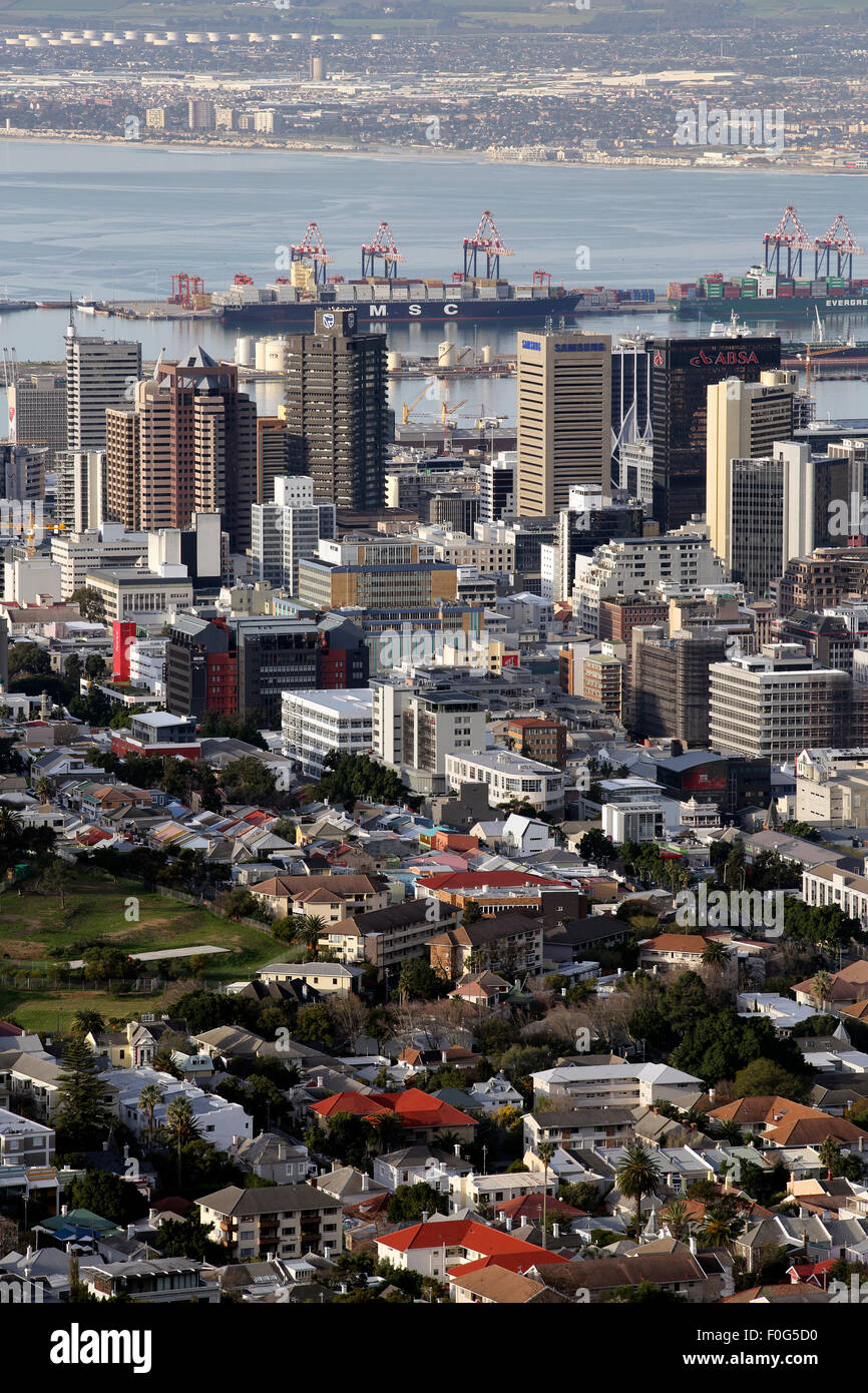 View of Cape Town central city and port Stock Photo