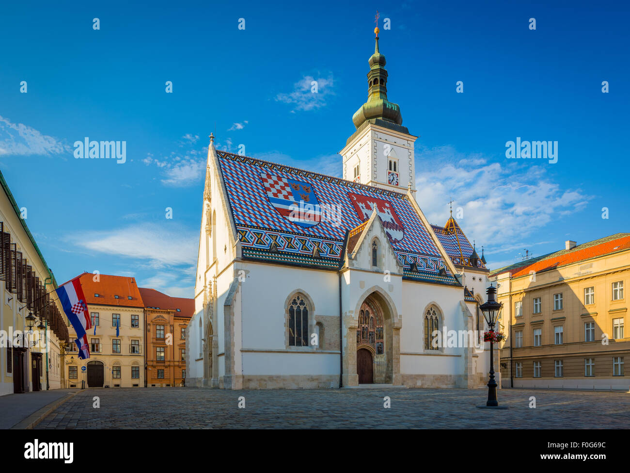 The colourful Church of St. Mark is one of the oldest buildings in Zagreb and one of its symbols Stock Photo