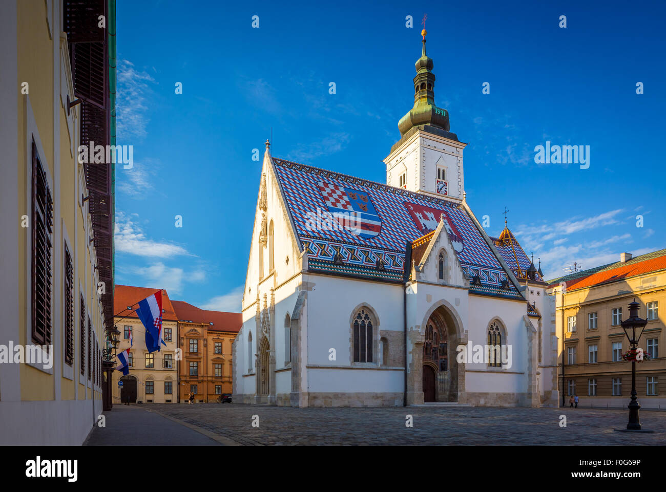 The colourful Church of St. Mark is one of the oldest buildings in Zagreb and one of its symbols Stock Photo