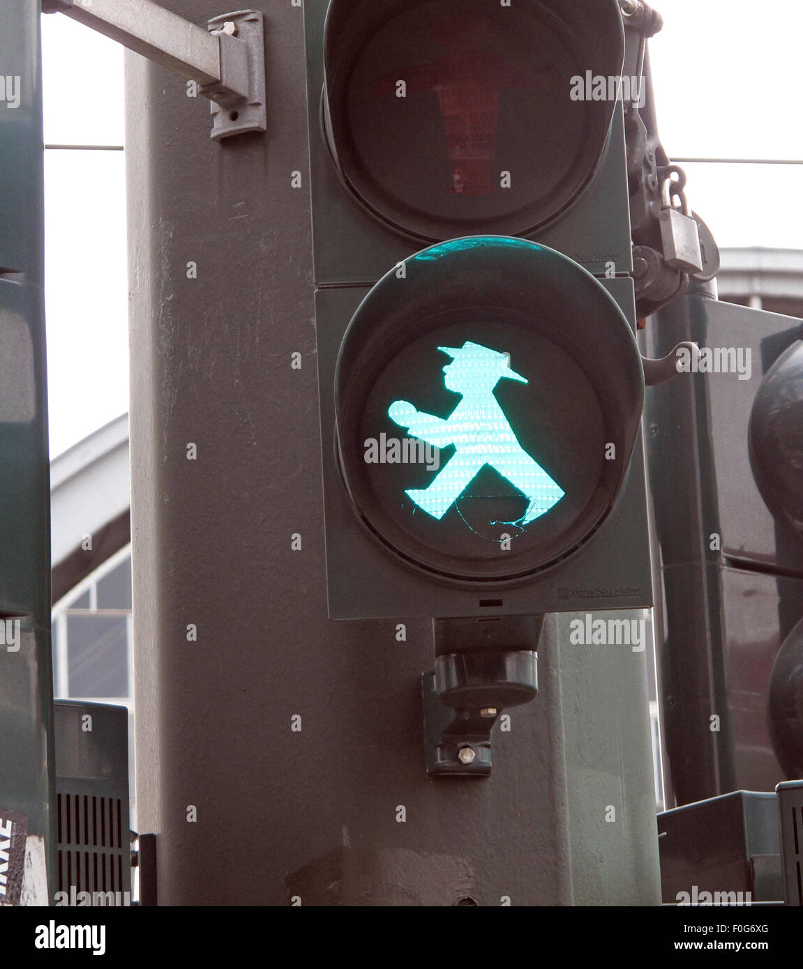 Berlin Green Ampelmann traffic crossing light Stock Photo