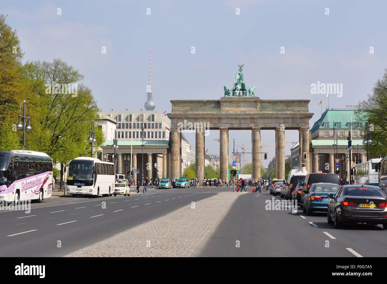 Brandenburg Gate, Berlin, Germany, famous tourist attraction and benchmark, City of Berlin Stock Photo