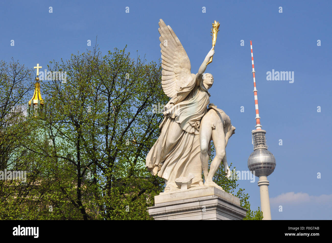 Dome, TV tower, Alexanderplatz, Schlossbrücke, Berlin, Germany, Mitte Stock Photo