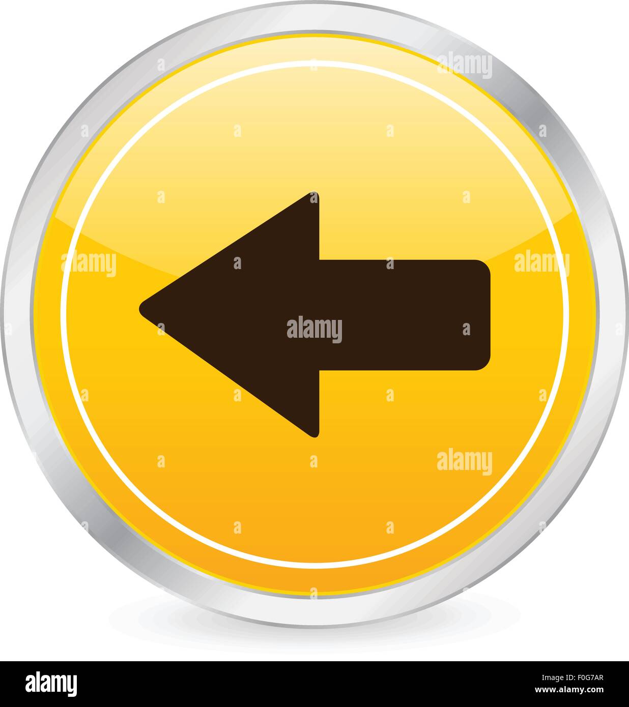 Arrow left yellow circle icon on a white background. Vector ...