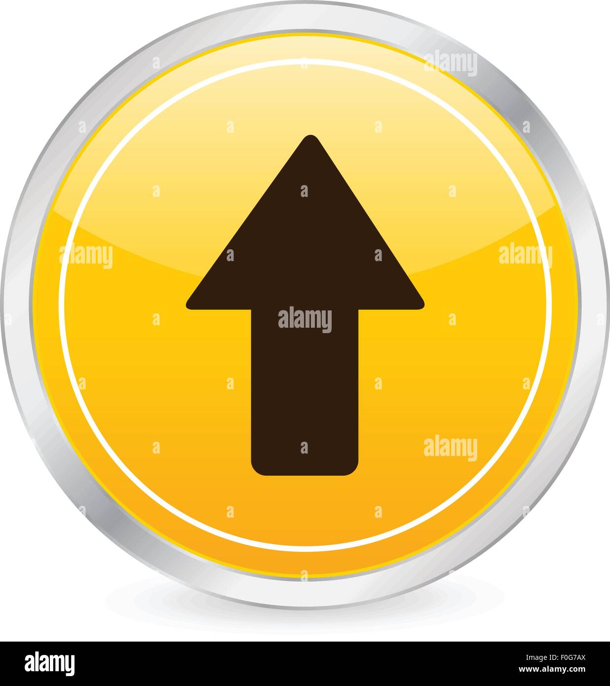 Arrow up yellow circle icon on a white background. Vector illustration ...