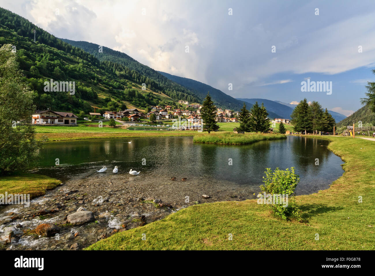 small lake in Vermiglio, Val di Sole, Trentino, Italy Stock Photo Alamy