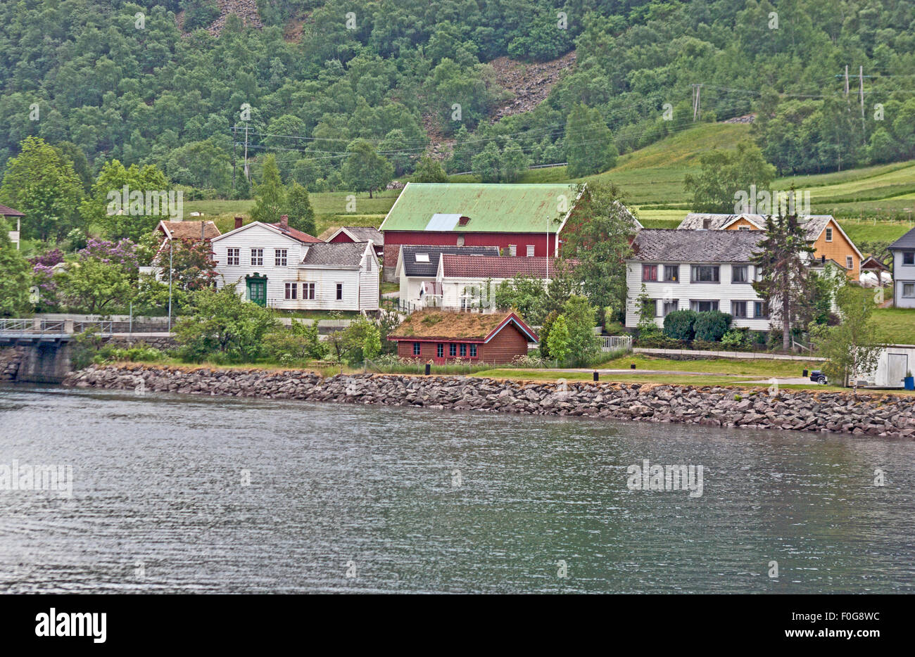 Aurland, Sogn Og, Fjordane, Village, Sognefjord, Norway, Stock Photo