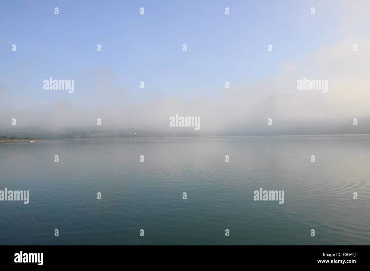Scenic view of Aiguebelette lake on morning, in Savoy, France Stock Photo
