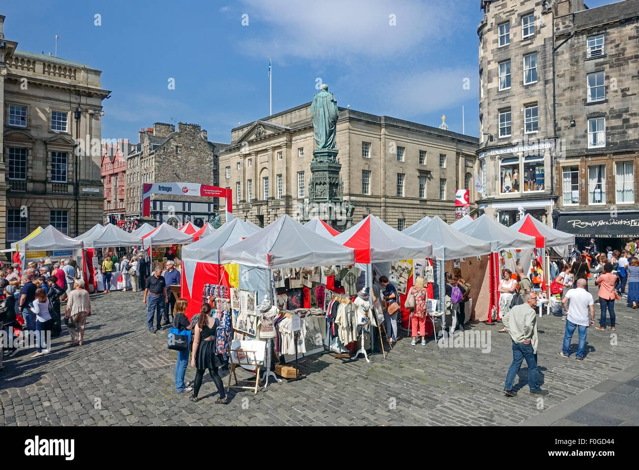 Stalls at the Edinburgh Festival Fringe 2015 in West Parliament Square The  Royal Mile Edinburgh Scotland Stock Photo - Alamy