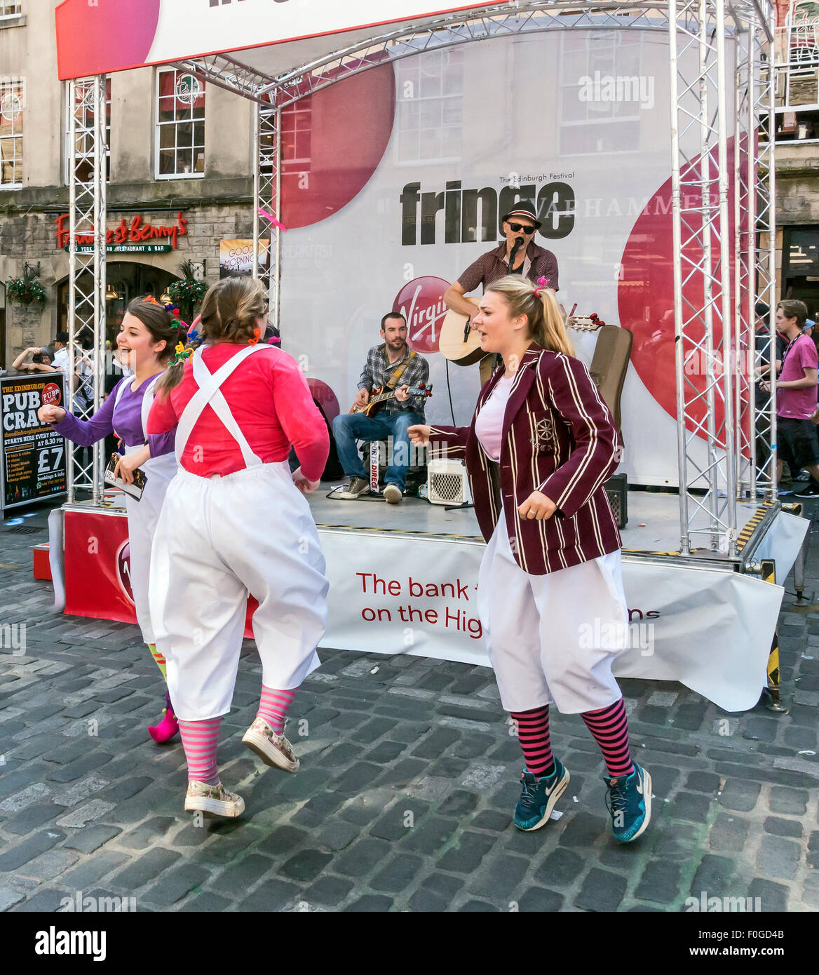 Artists & performers promoting their shows at the Edinburgh Festival Fringe 2015 in The Royal Mile Edinburgh Scotland Stock Photo
