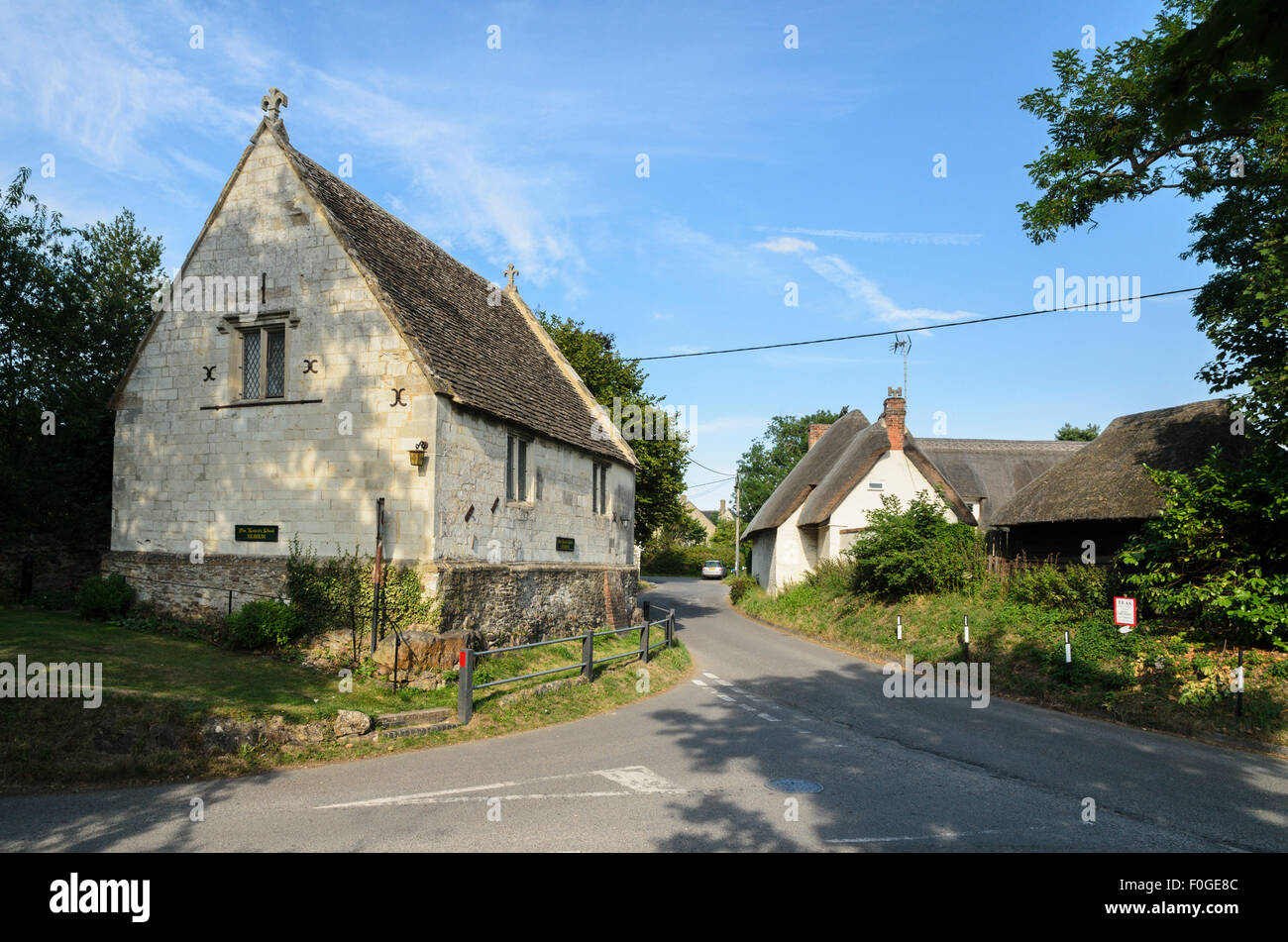 The building which served as the inspiration for the village school in the novel Tom Brown's School Days, Uffington, UK. Stock Photo