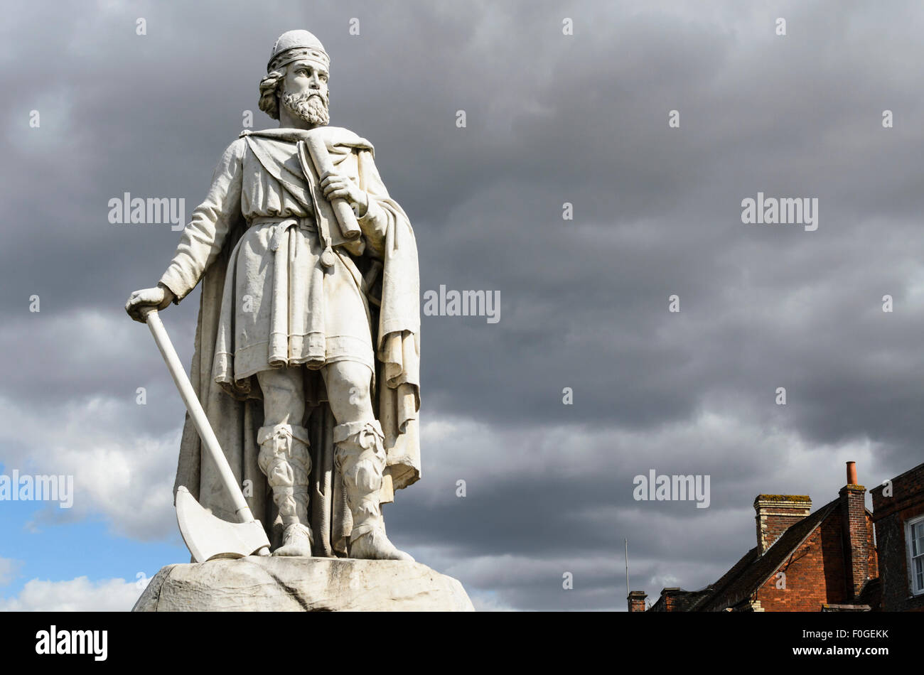 The Statue of King Alfred the Great in the Market Place, Wantage, Oxfordshire, England, UK. Stock Photo