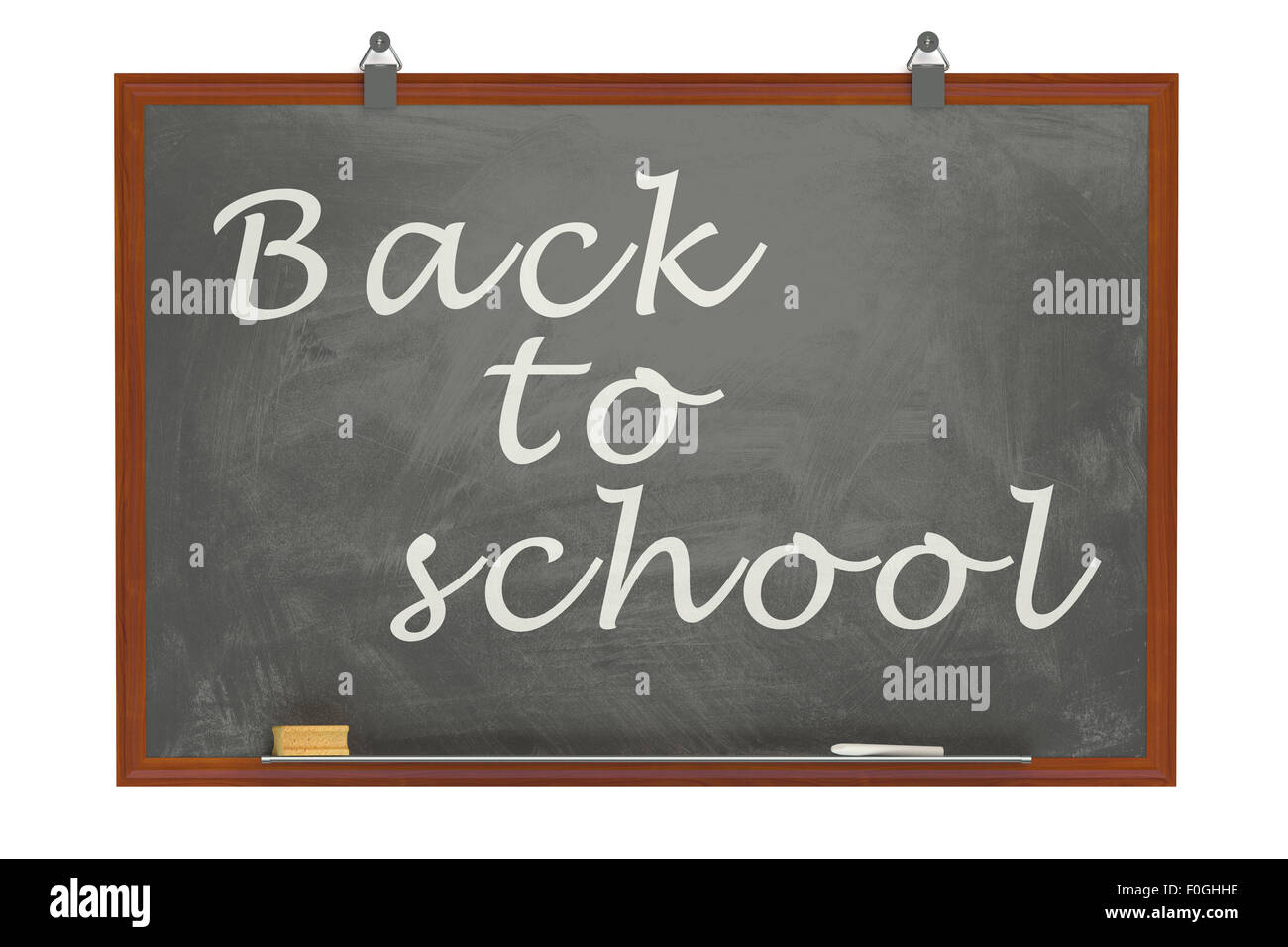 Back to school concept on chalkboard isolated on white background Stock Photo