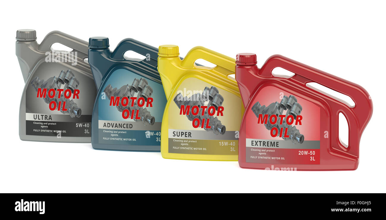 Set of canisters motor oil isolated on white background Stock Photo Alamy