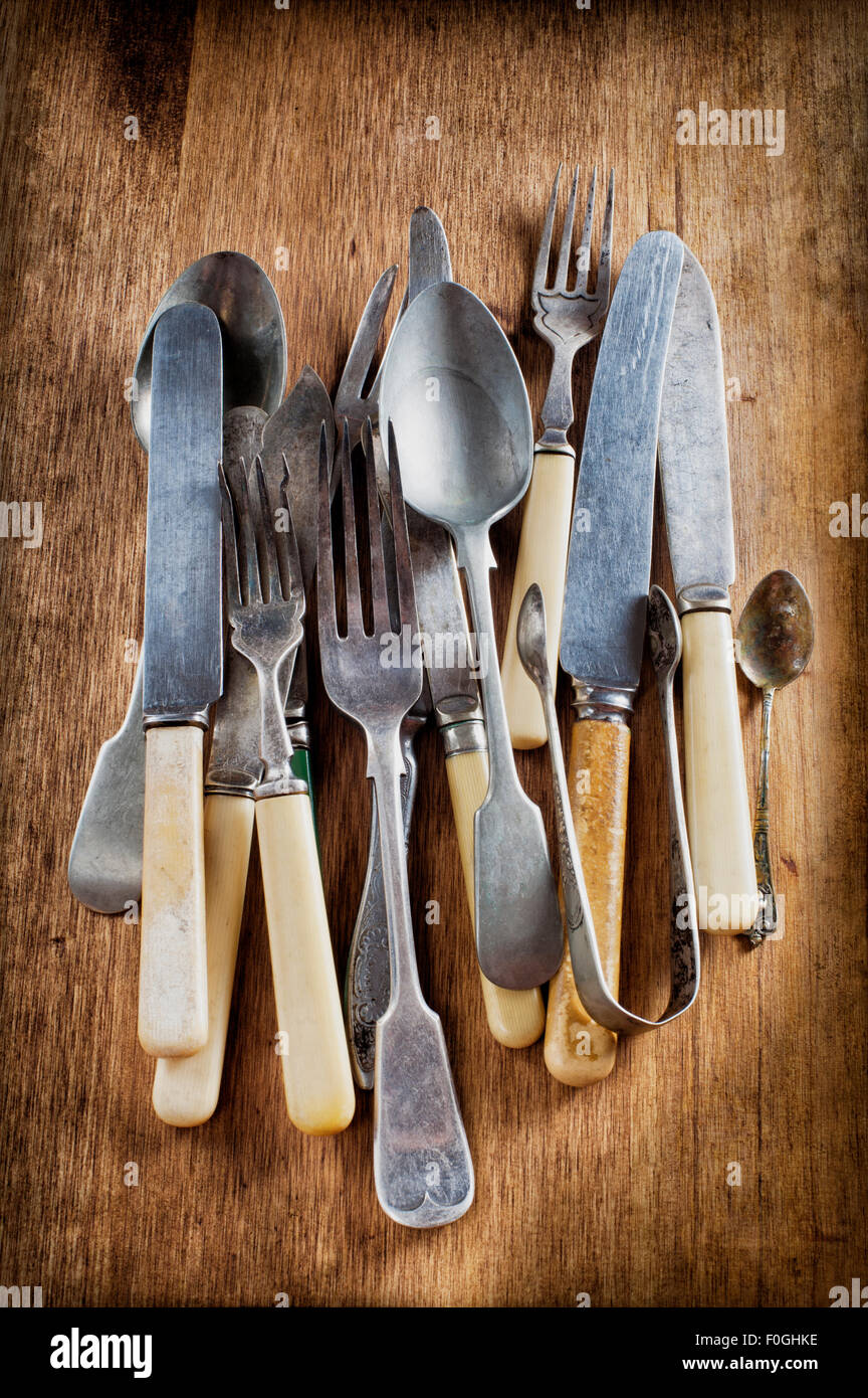 old vintage cutlery Stock Photo Alamy