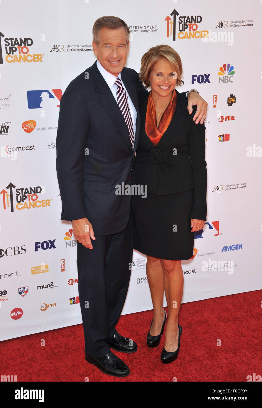 LOS ANGELES, CA - SEPTEMBER 10, 2010: TV news anchors Brian Williams & Katie Couric at the Stand Up To Cancer event at Sony Pictures Studios, Culver City. Stock Photo