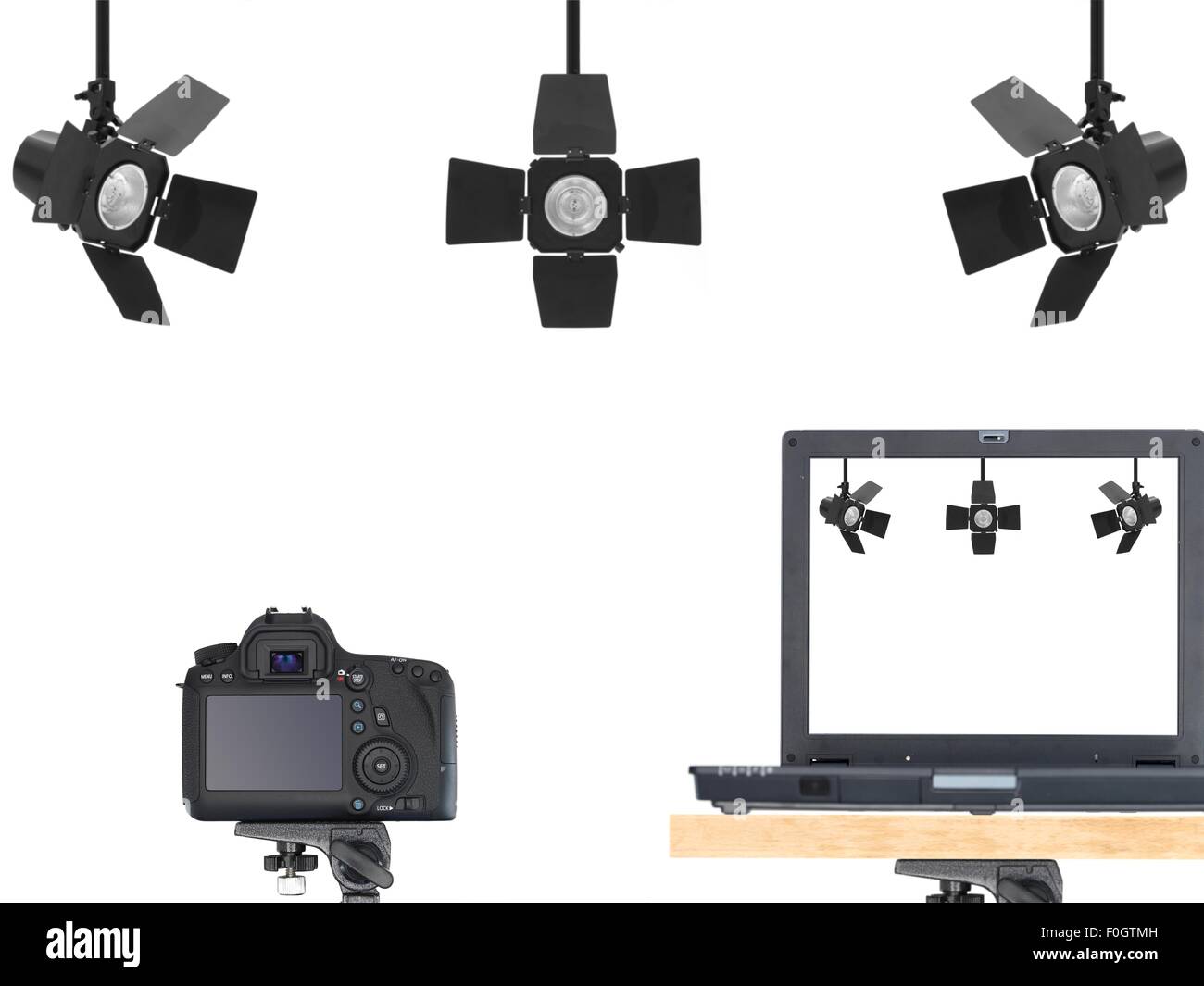 Studio lighting equipment isolated against a white background Stock