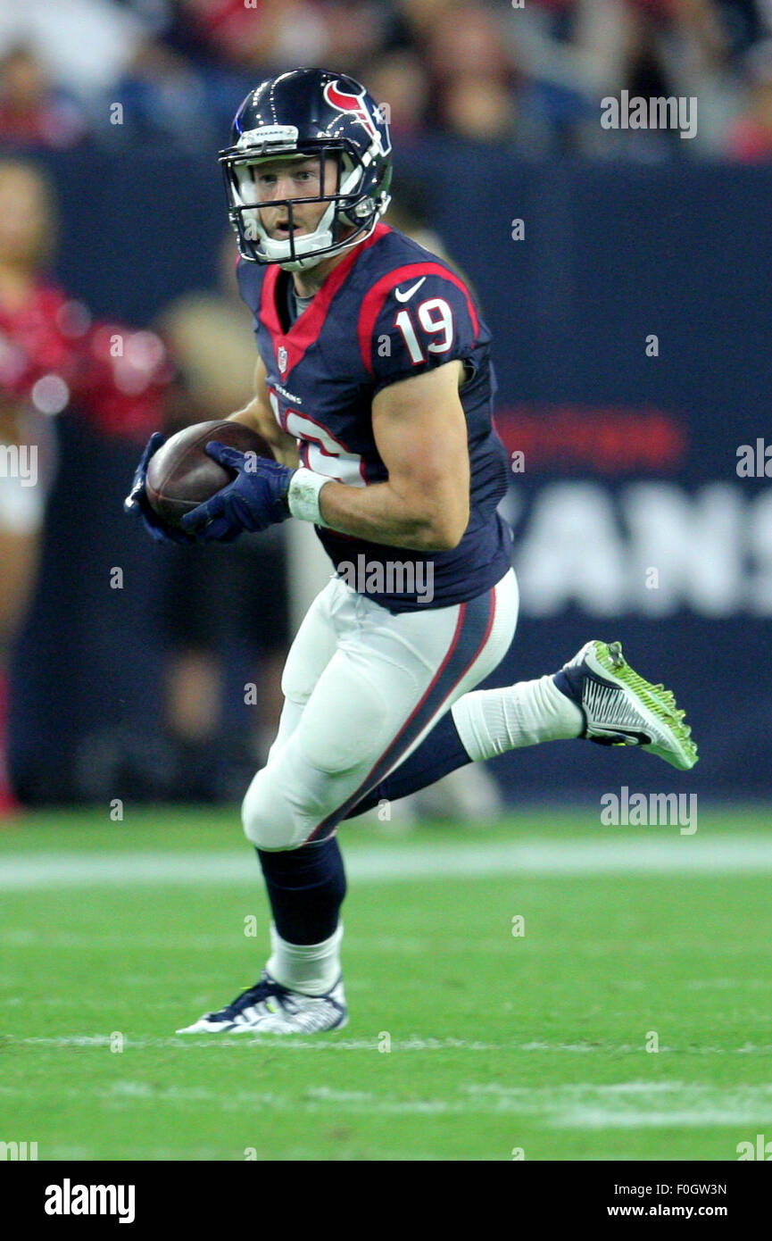 AUG 15 2015: Houston Texans guard Cody White (67) points on the line of  scrimmage during the NFL preseason game between the Houston Texans and the  San Francisco 49ers from NRG Stadium