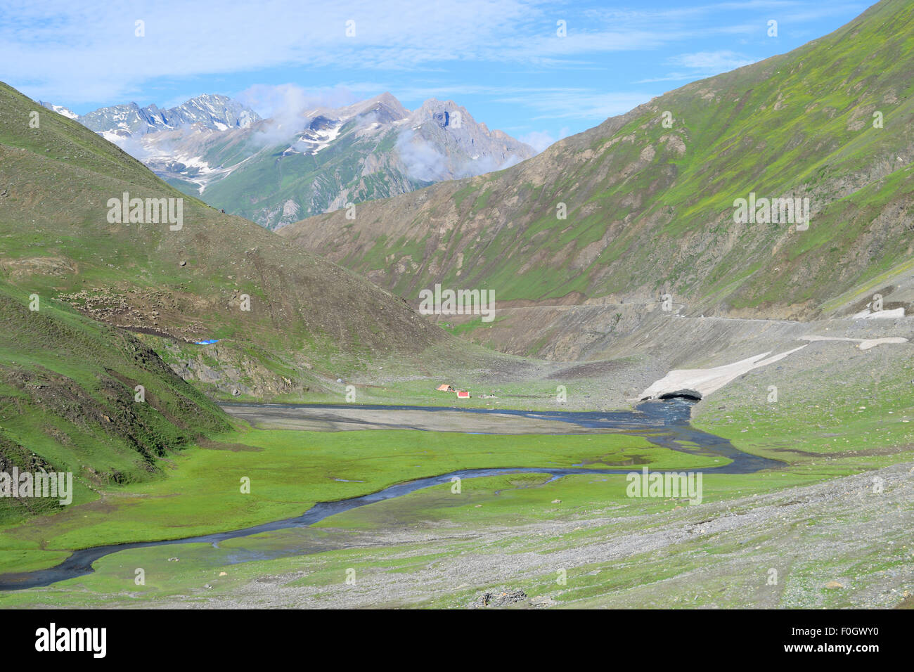 Kashmir Valley and Himalayas Mountains Colorful view Himalayan mountain range Kashmir Sonamarg India Stock Photo