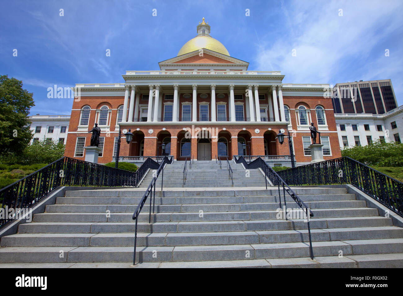 Massachusetts State House or the New State House, famous architecture on Boston Beacon Hill Stock Photo