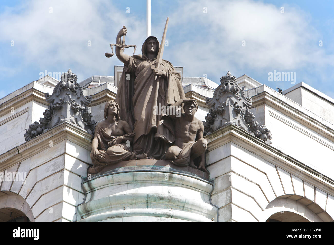 Law and order statue in marble Stock Photo Alamy