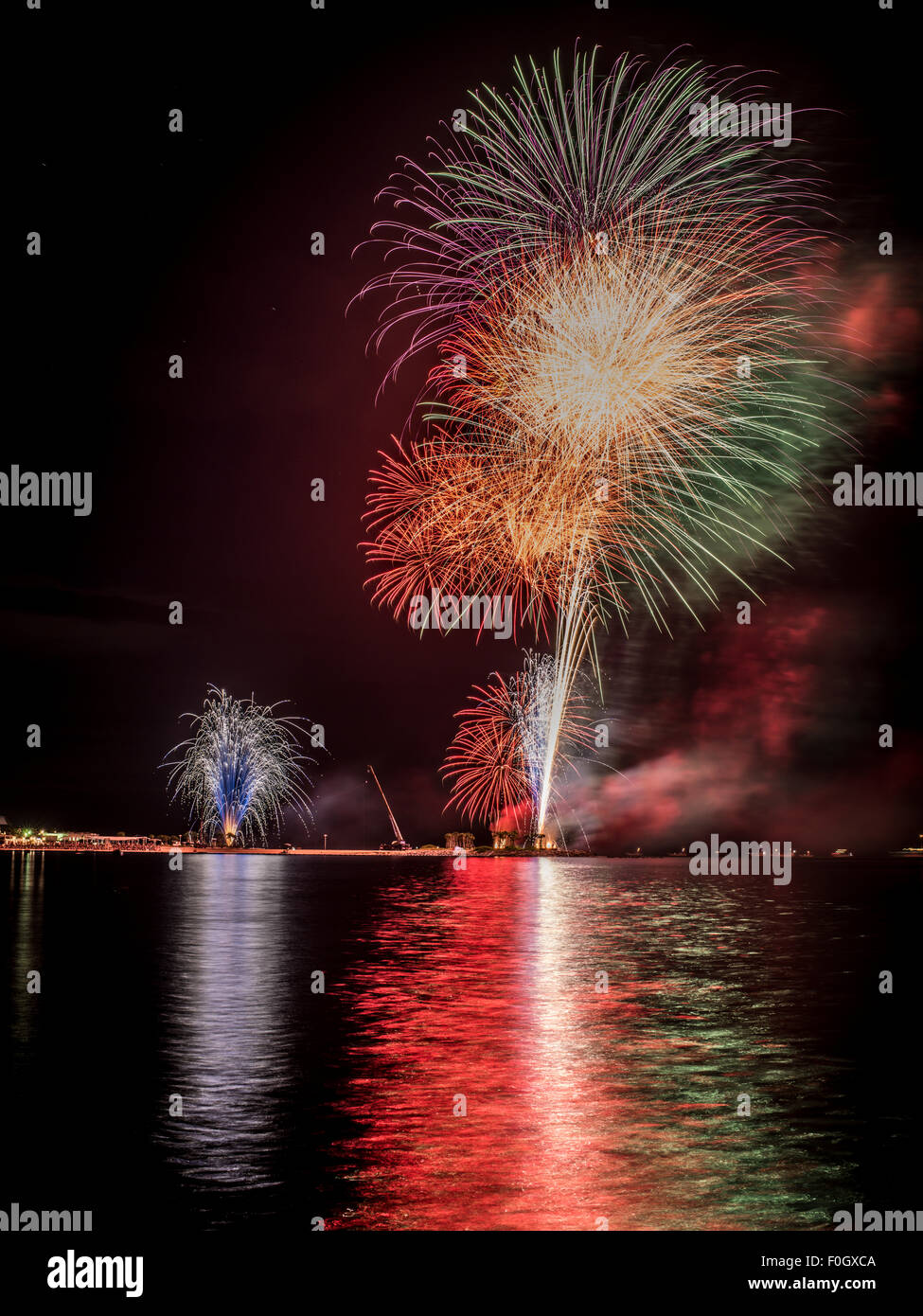Motobu Summer Fireworks festival at Expo Park, Motobu, Okinawa, Japan Stock Photo