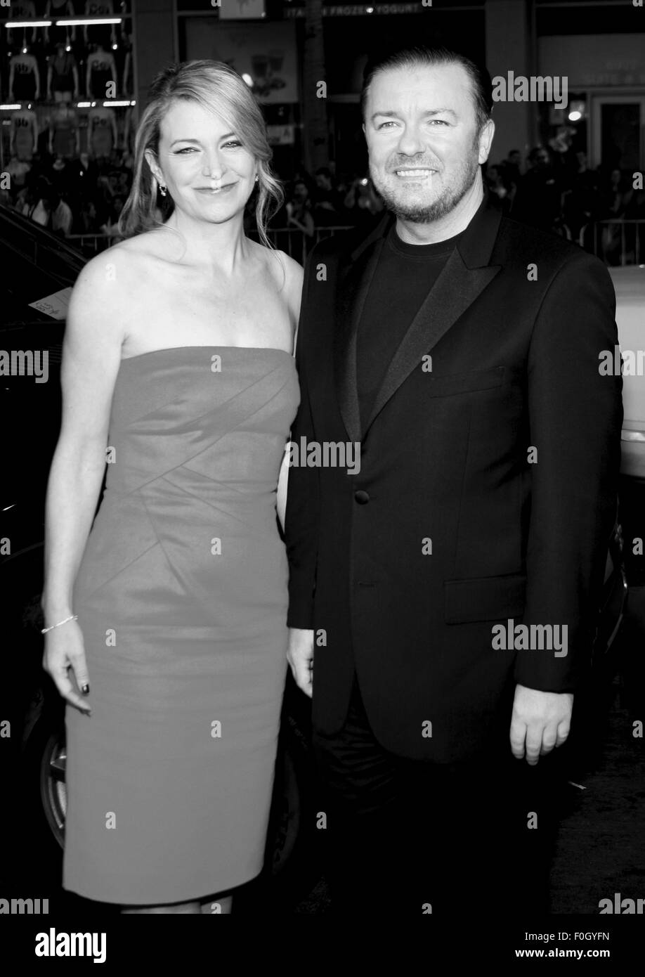 Jane Fallon and Ricky Gervais at the Los Angeles premiere of 'The
