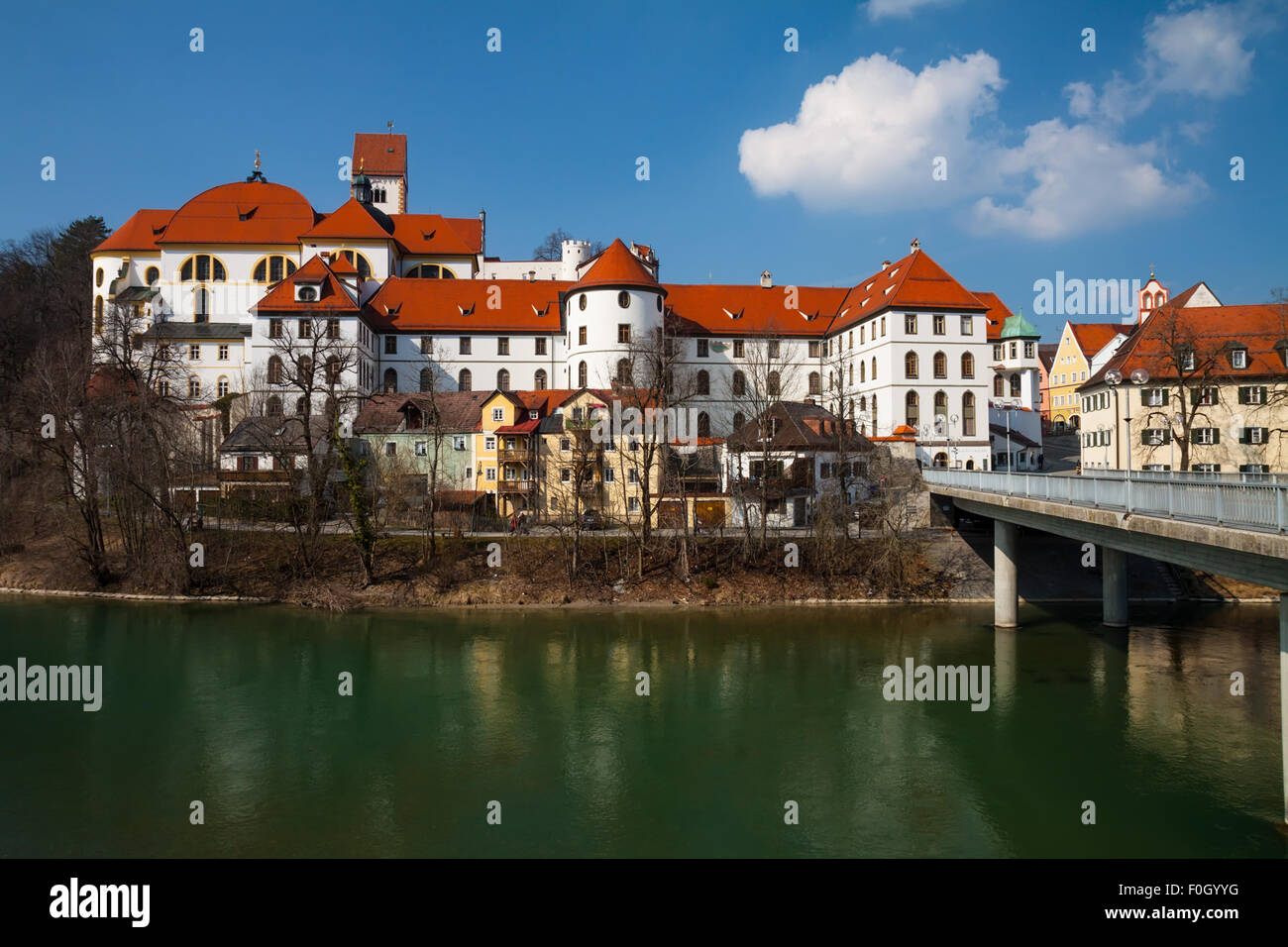 old town street view of Fussen Bavaria Germany Stock Photo