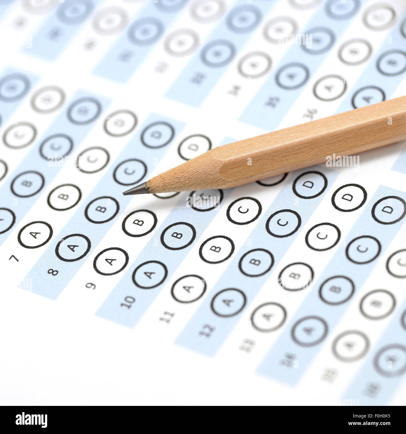 answer sheet test score with pencil Stock Photo