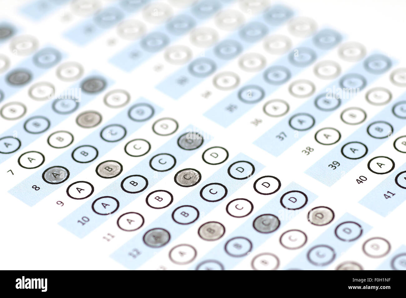answer sheet or test score Stock Photo