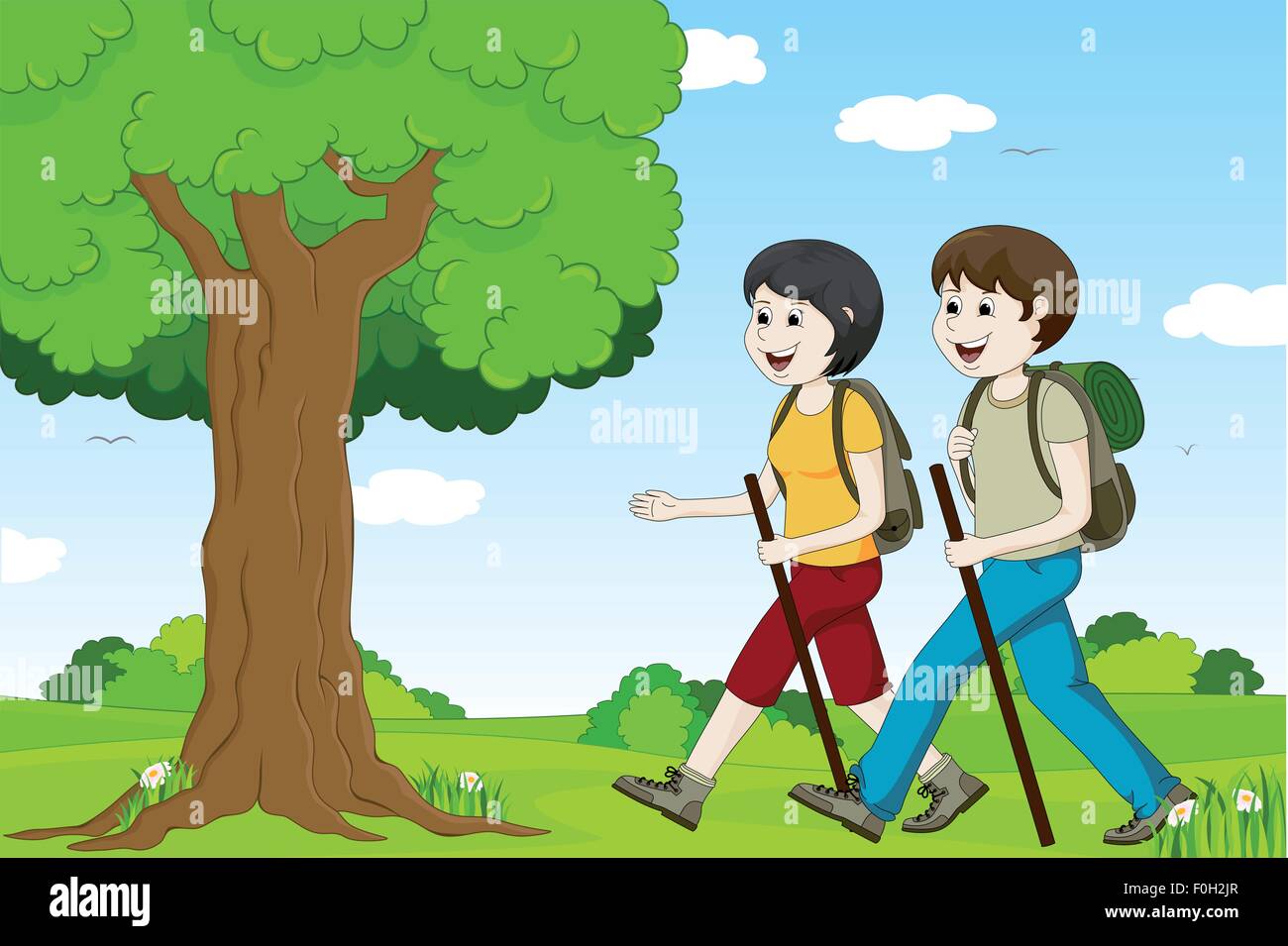 Men and women hiking Stock Vector Image & Art - Alamy