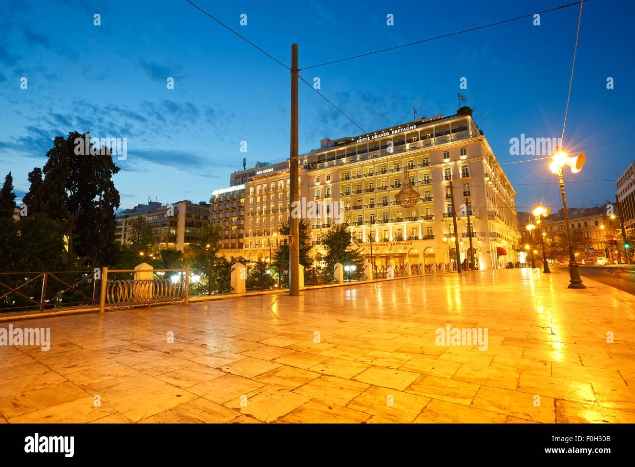 Hotels in Syntagma square next to the Greek parliament Stock Photo