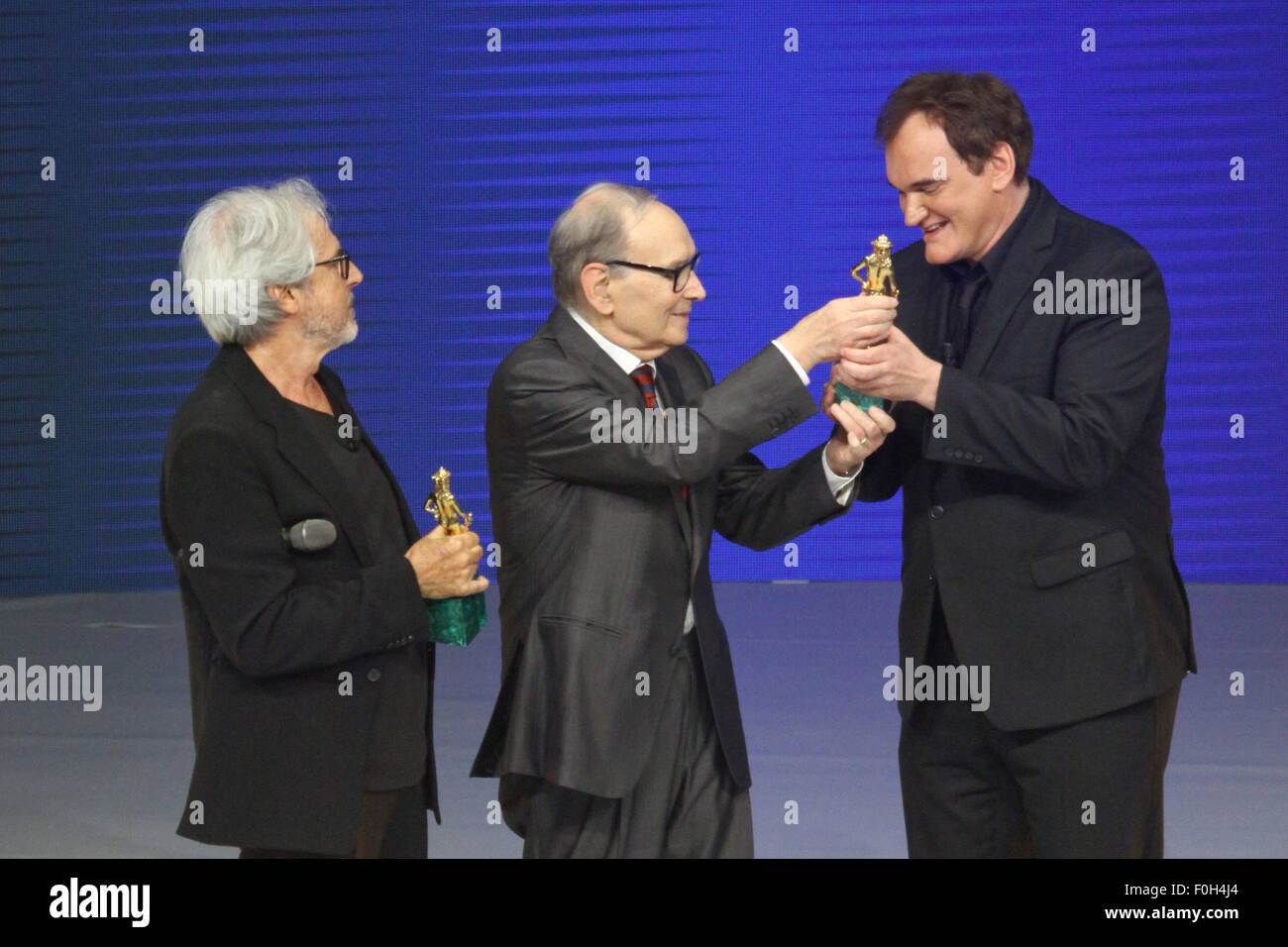 2015 David di Donatello Awards held at Teatro Olimpico - Inside  Featuring: Quentin Tarantino, Ennio Morricone, Tullio Solenghi Where: Rome, Italy When: 12 Jun 2015 C Stock Photo