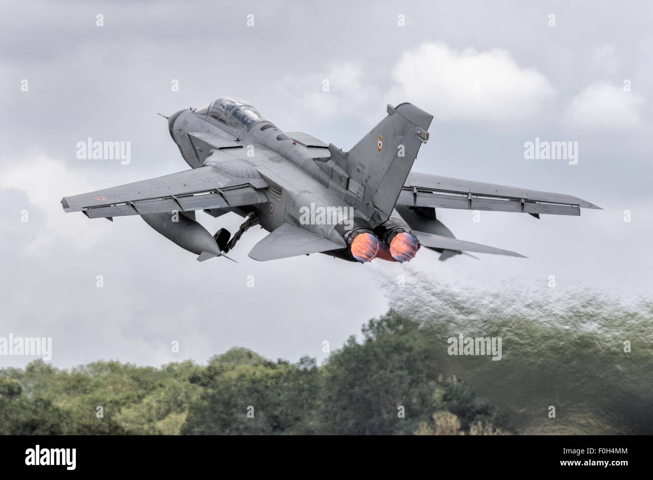 Panavia Tornado fighter bomber of the Italian air force - reheat take off Stock Photo