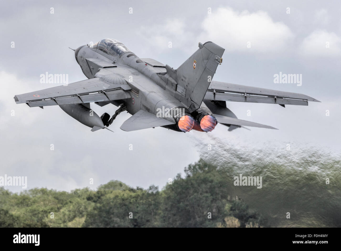 Panavia Tornado fighter bomber of the Italian air force - reheat take off Stock Photo