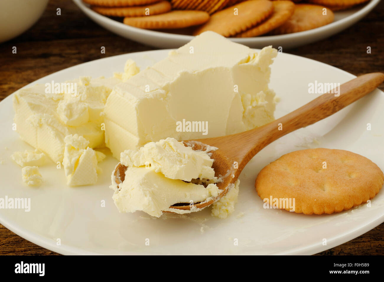 cream cheese with crackers Stock Photo Alamy