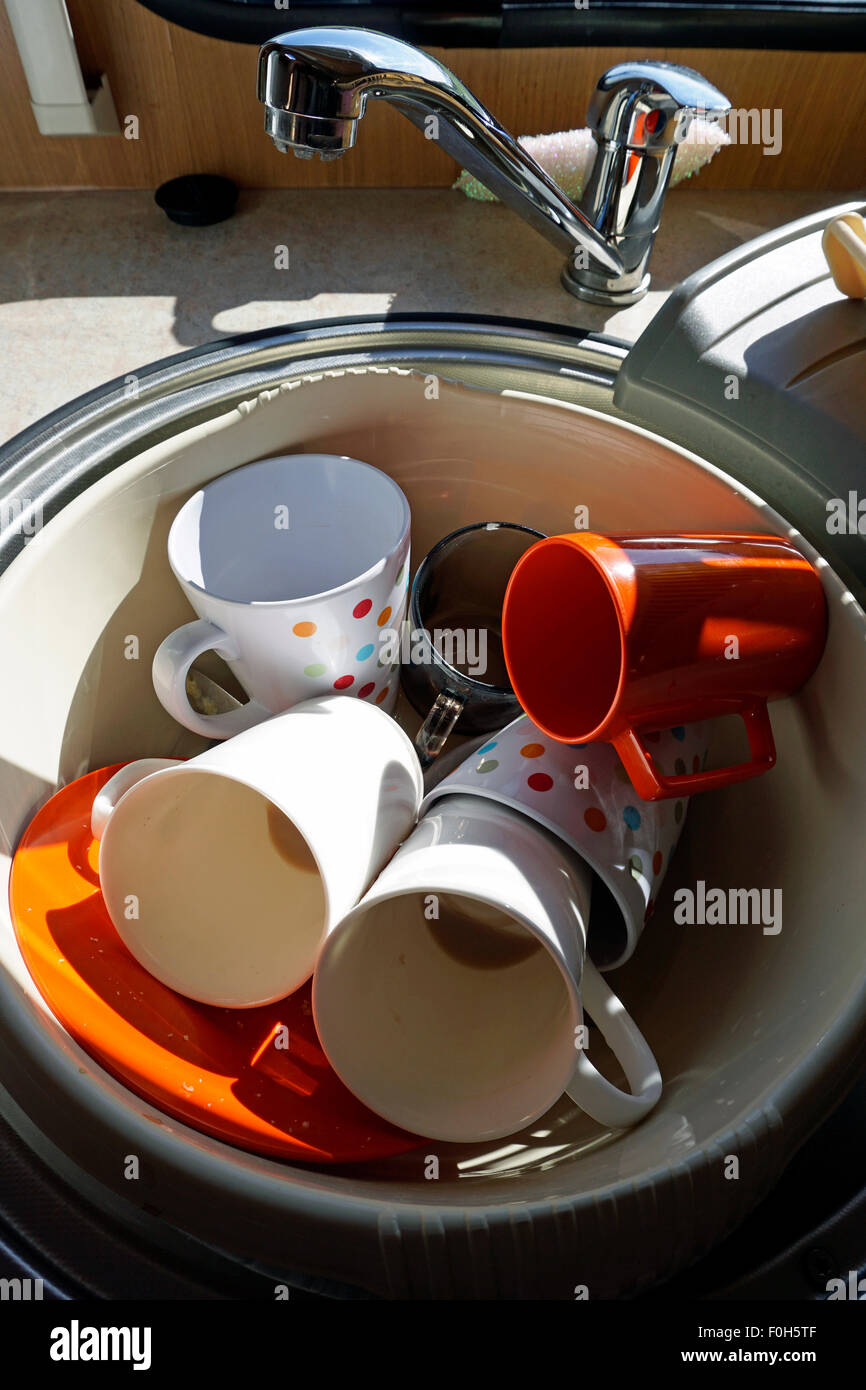 washing up in sink Stock Photo