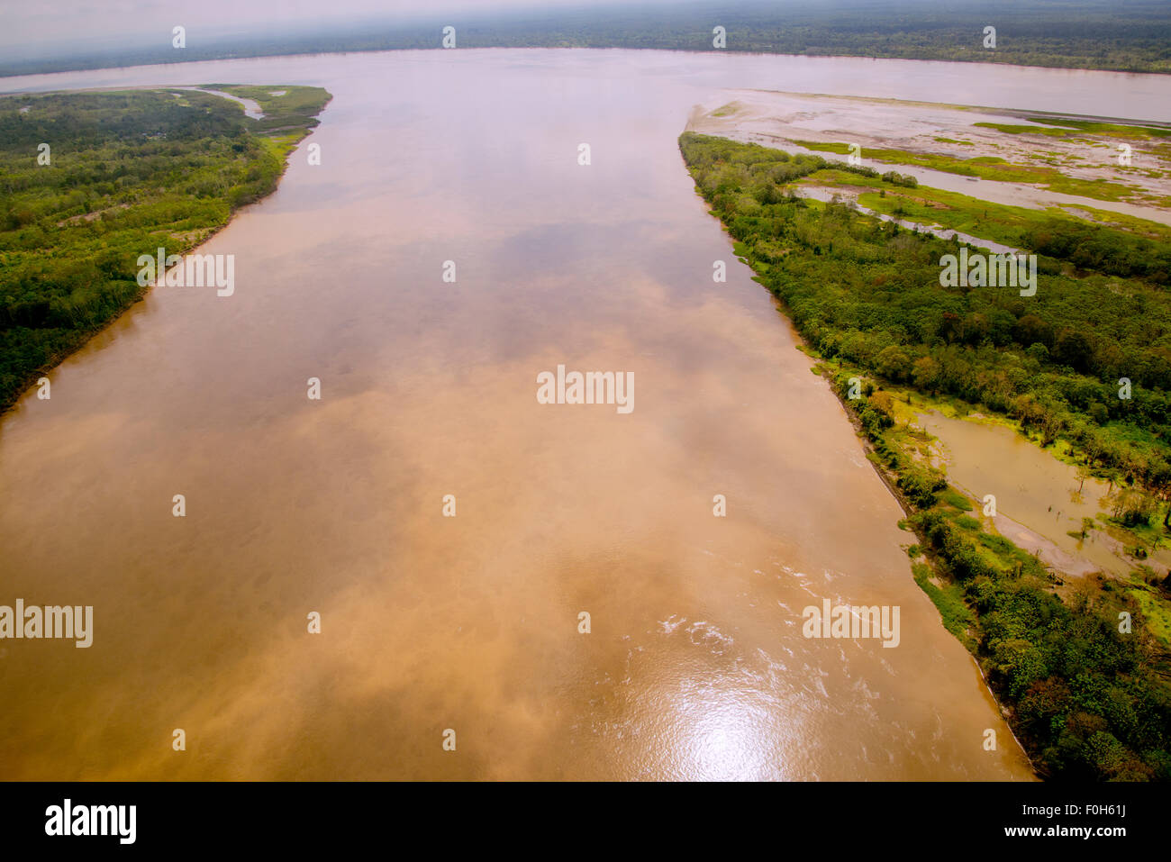 Amazon River aerial, near Iquitos, Peru Stock Photo
