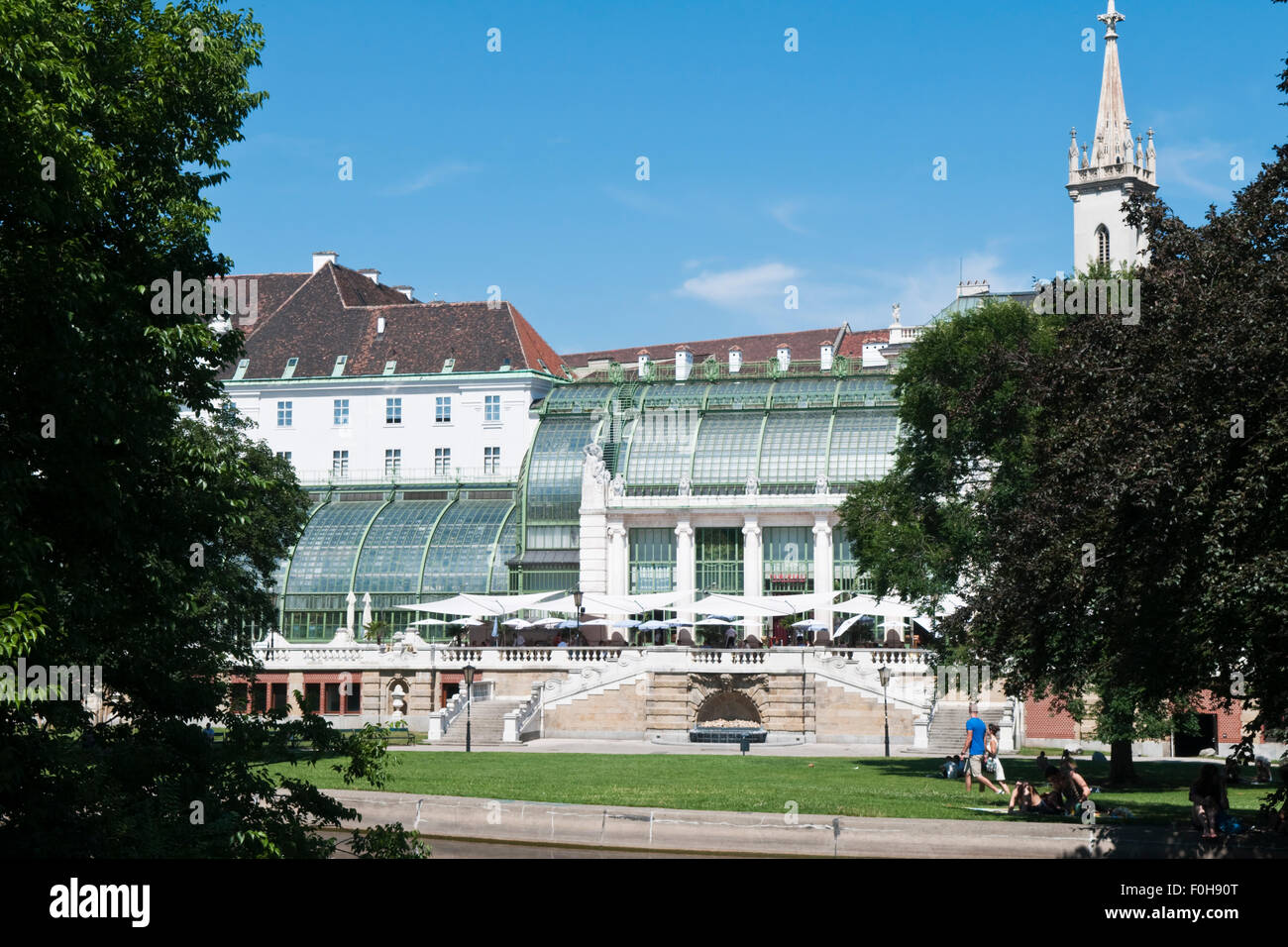 The Palmenhaus in the  Burggarten formal gardens in Vienna, Austria Stock Photo