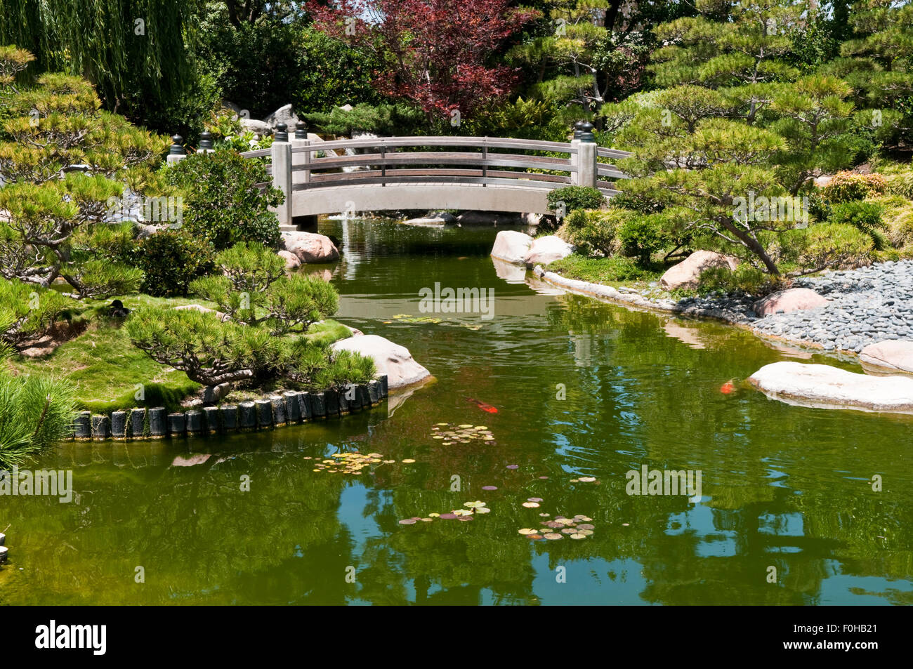 The Earl Burns Miller Japanese Garden at the campus of California State University, Long Beach, California Stock Photo