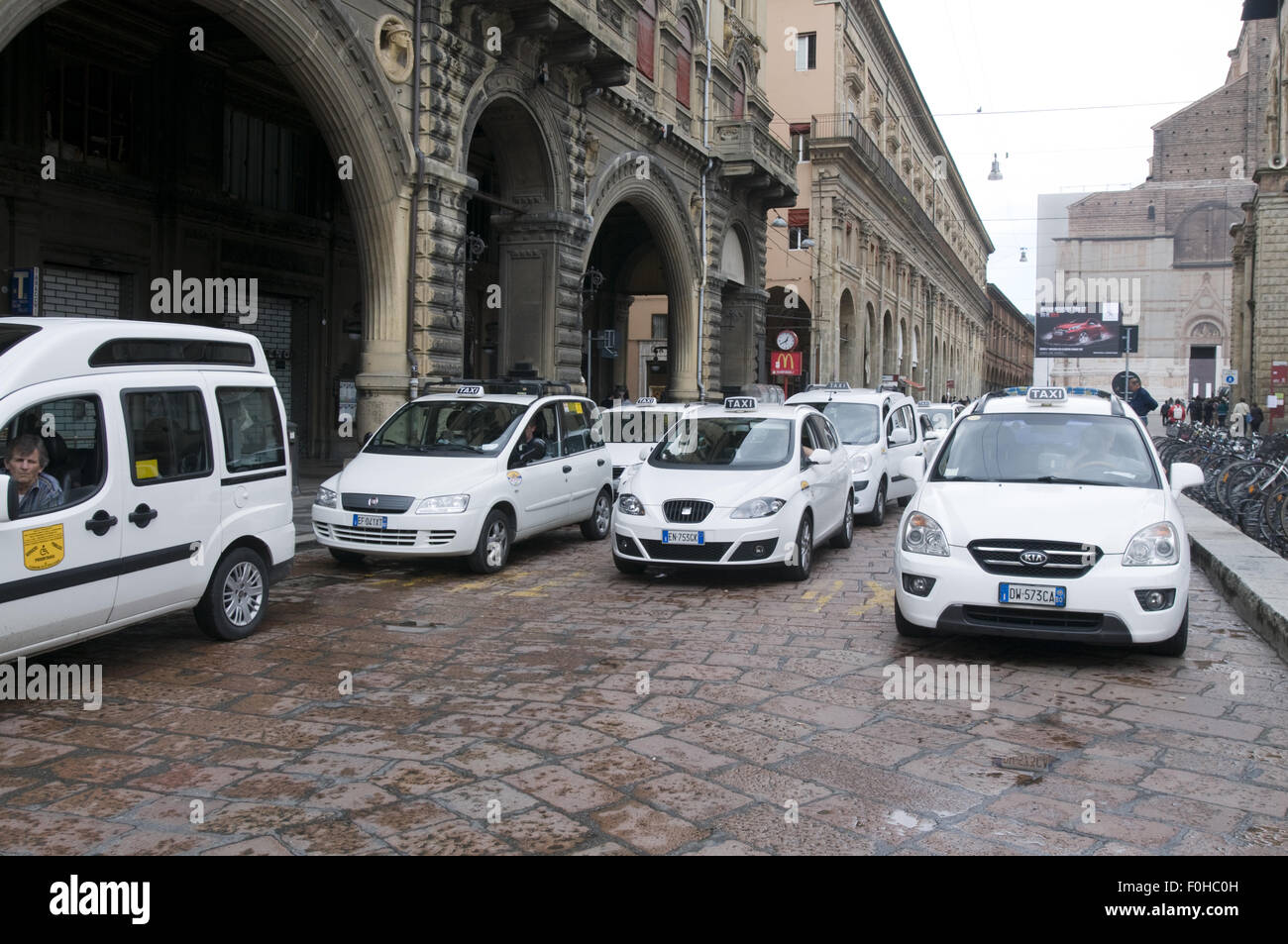 many taxis in Bologna city centre Stock Photo Alamy
