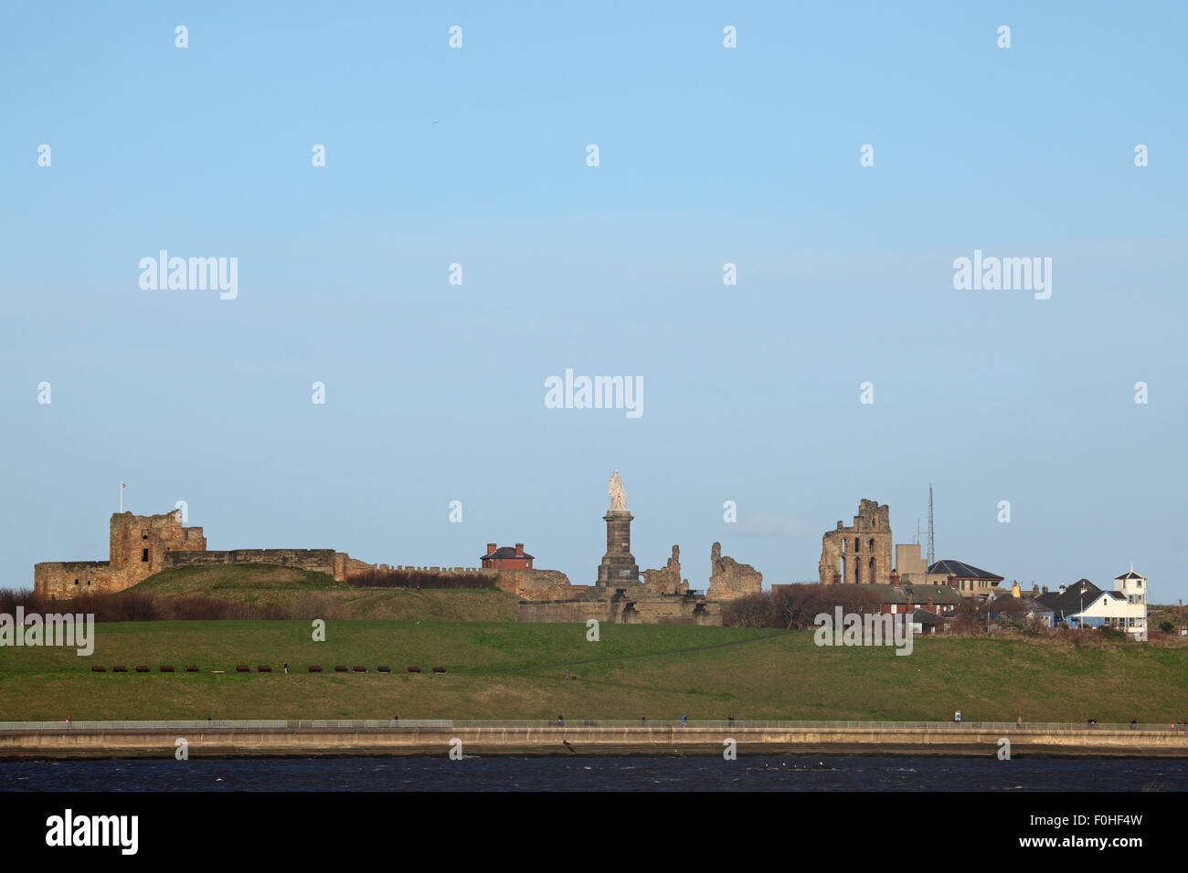Tynemouth Priory and the Collingwood Memorial at Tynemouth, England