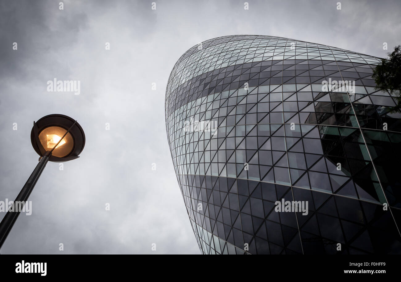 Looking up at 30 St Mary Axe Stock Photo