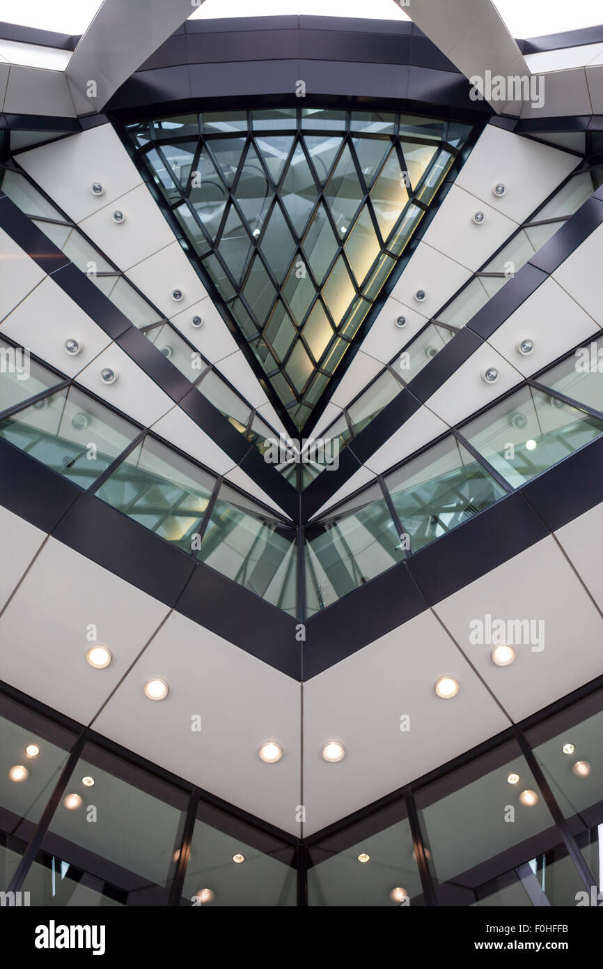 Looking up at the entrance of 30 St Mary Axe Stock Photo